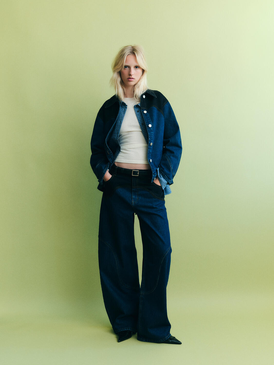 Bayson denimjakke - Blue Black Mix